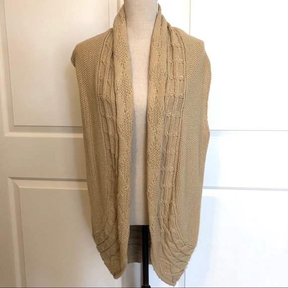 Talbots Long Camel Open Front Sweater Vest - Picture 4 of 5